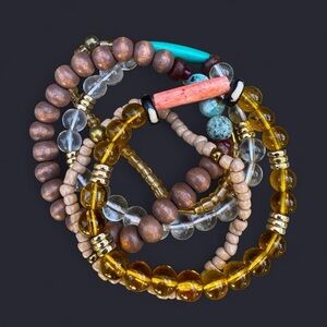 Boho Bead Bracelet Stack - 5pcs